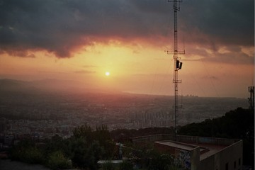 sunset over the city of barcelona