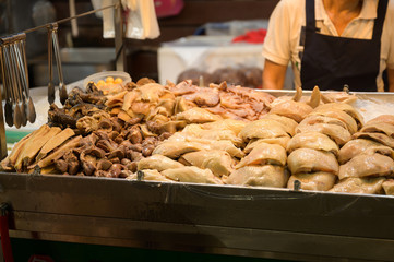 Chinese food at street night market in China town