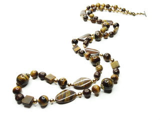 fashion beads necklace jewelry with semigem crystals tiger eye