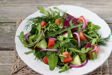 Diet salad made from fresh herbs.