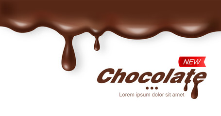 Chocolate realistic, delicious dessert, dark cacao, white background vector
