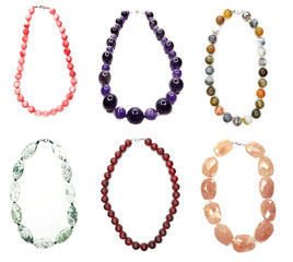 jewelry fashion beads necklace background with colorful crystals