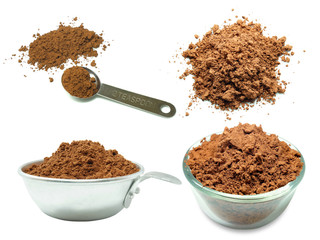Photo collage of cocoa powder