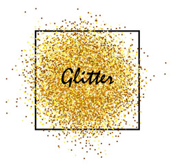 Gold glitter realistic, white background vector illustration