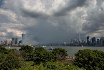 View of the Lower Manhattan skyline from Liberty Island