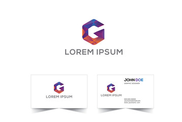 G Abstract logo vector and business card design