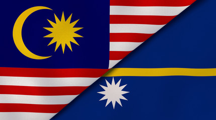 The flags of Malaysia and Nauru. News, reportage, business background. 3d illustration