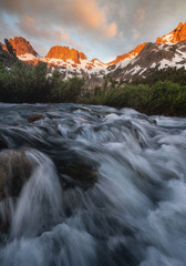 Shadow Creek Sunrise over the Minarets and Ediza Lake in the Ansel Adams Wilderness California