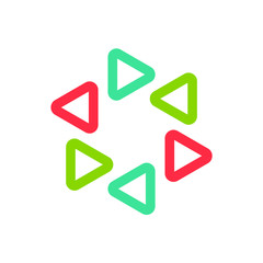 Colorful Circle Media Player Play Button Vector Icon