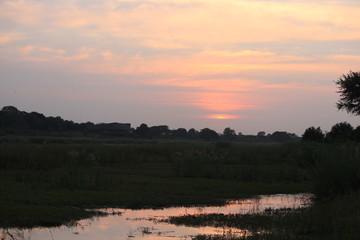 sunset over the river