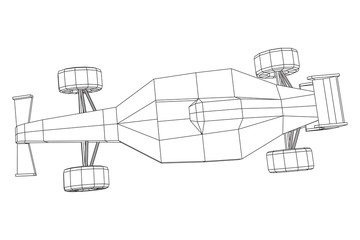 Fast motor sport racing car speed concept. Wireframe low poly mesh vector illustration.