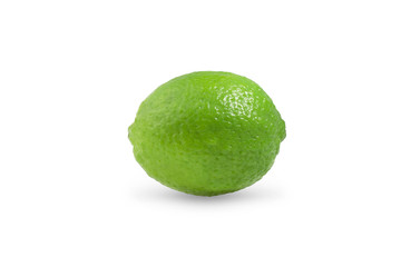 Fresh green lime on white background and clipping path for using