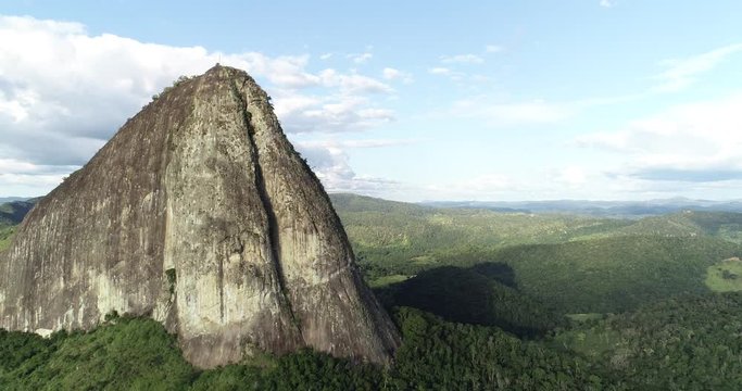 Huge rock mount in the middle of rainforest in Brazil