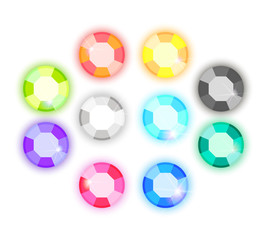 Set of rhinestones different color, vector illustartion