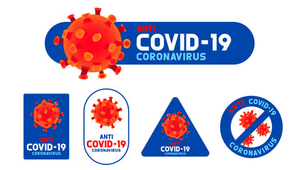 Sign caution coronavirus, Stop coronavirus, COVID-19 prohibition signs concept.