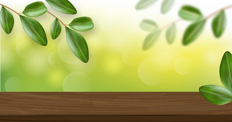 Green leaf, realistic, nature banner