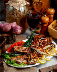 grilled chicken breast stuffed with carrot mushroom bell pepper