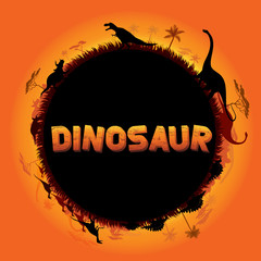 Dinosaurs in prehistoric scene background. © Manovector