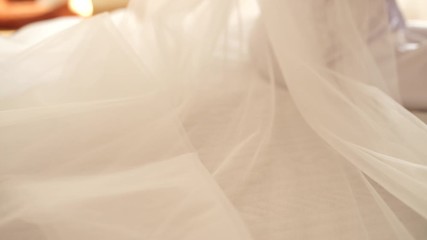 veil of the bride on the bed