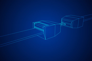 Safety auto seat belt open. Wireframe low poly mesh vector illustration.