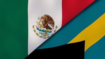 The flags of Mexico and Bahamas. News, reportage, business background. 3d illustration