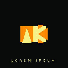 Obraz premium Modern creative shaped AK, KA, A, K logo. Initial Logo Designs Templete with Black Background. Vector Illustration