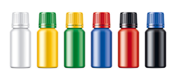 Colored Bottles set. Non-transparent matt version. 