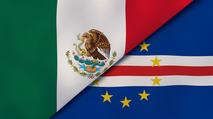 The flags of Mexico and Cape Verde. News, reportage, business background. 3d illustration