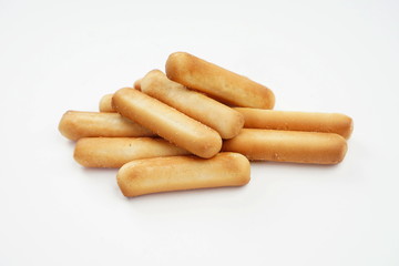 Bread sticks isolated on a light background. Homemade food. Healthy diet