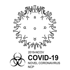 Coronavirus COVID-19. Icon of Corona virus 2019-nCoV. Black on white background isolated. Worldwide outbreak of lung infection. Influenza pandemic. Disease of Corona-virus.