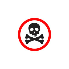 Poison symbol lgoo design with using skull and cross bones icon template