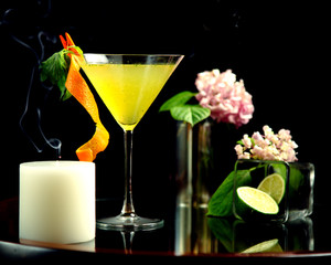 lemon cocktail on the table