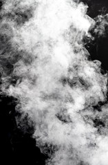White smoke on a black background.