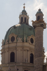 AUSTRIA, VIENNA - July 20, 2018: Karlskirche,  Baroque church on the south side of Karlsplatz