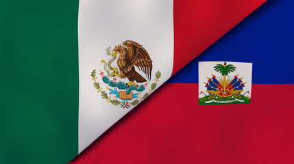 The flags of Mexico and Haiti. News, reportage, business background. 3d illustration