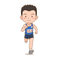 Obraz premium Cartoon character of cute runner boy.