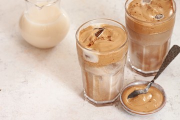 Iced Dalgona Coffee, a trendy fluffy creamy whipped coffee