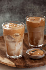 Iced Dalgona Coffee, a trendy fluffy creamy whipped coffee