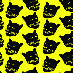 Seamless pattern with black panther head. Background for textile, teen, fabric, web and other design.