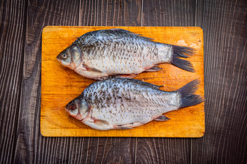 raw whole cleaned from scales, fish river carp