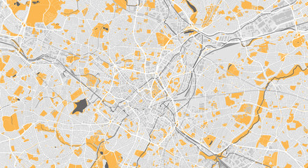 Detailed map of Birmingham, UK - obrazy, fototapety, plakaty