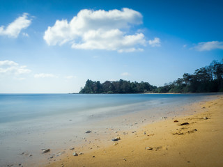 long exposure image of Sitapur beach in daytime in the Andaman Islands, India