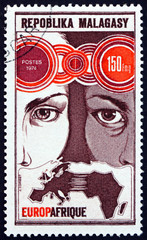 Postage stamp Malagasy 1974 white and black faces