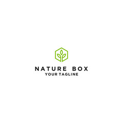 Creative box leaf logo design icon illustration