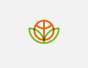 Abstract creative bright green and orange color logo plant flower icon for your company
