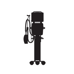 Silhouette of a ventilator illustration on a white background. Medical equipment for respiratory recovery web icon