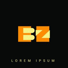 Modern creative shaped BZ, ZB, B, Z logo. Initial Logo Designs Templete with Black Background. Vector Illustration