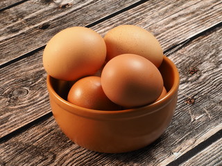 Eggs in a clay bowl