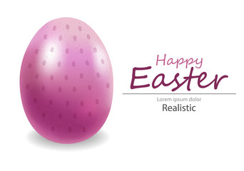 Happy Easter, realistic egg, colored egg card illustration