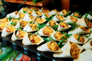 snacks at the event, rolls with cheese buffet, catering